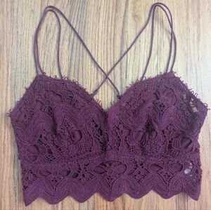Free People Ilektra Bralette Burgundy Small NWOT